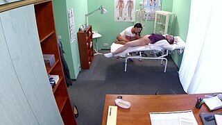 Dark-haired nympho called Enny gets fucked in doctor's office