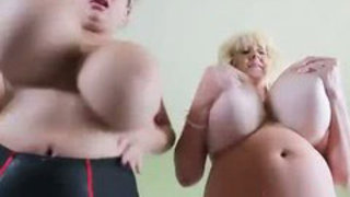 Two Adorable MILF Melons Shaking And Hole Licking