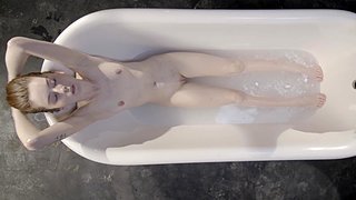 Adorable young babe called Lilian shaving in the bathtub