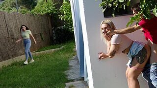 Scarlett Wild sucks hard prick and gets pleasantly fucked outdoors